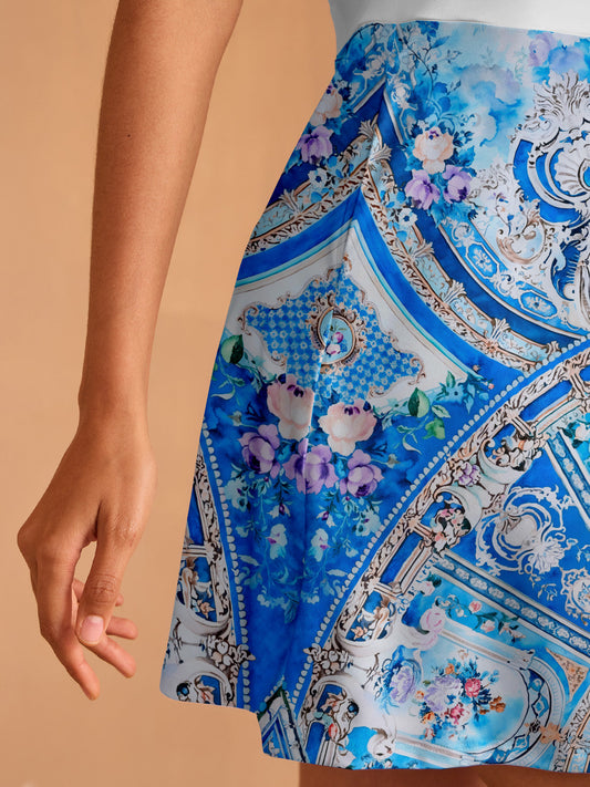 Bold Baroque Short Sleeve A-Line 36.5 Inch Dress