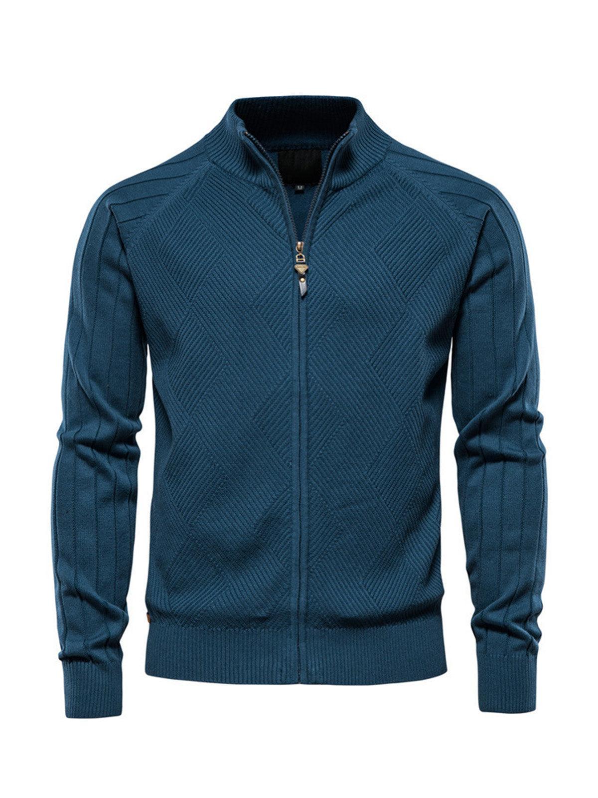 Cardigan à fermeture éclair intégrale en maille de golf pour hommes, plus que basique