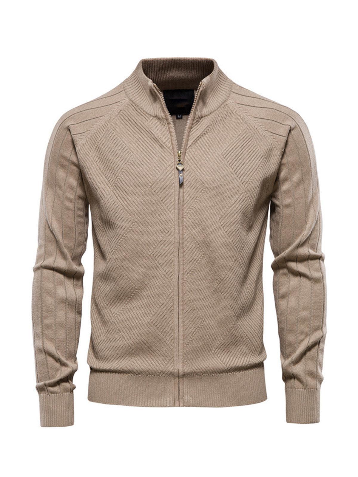 Cardigan à fermeture éclair intégrale en maille de golf pour hommes, plus que basique
