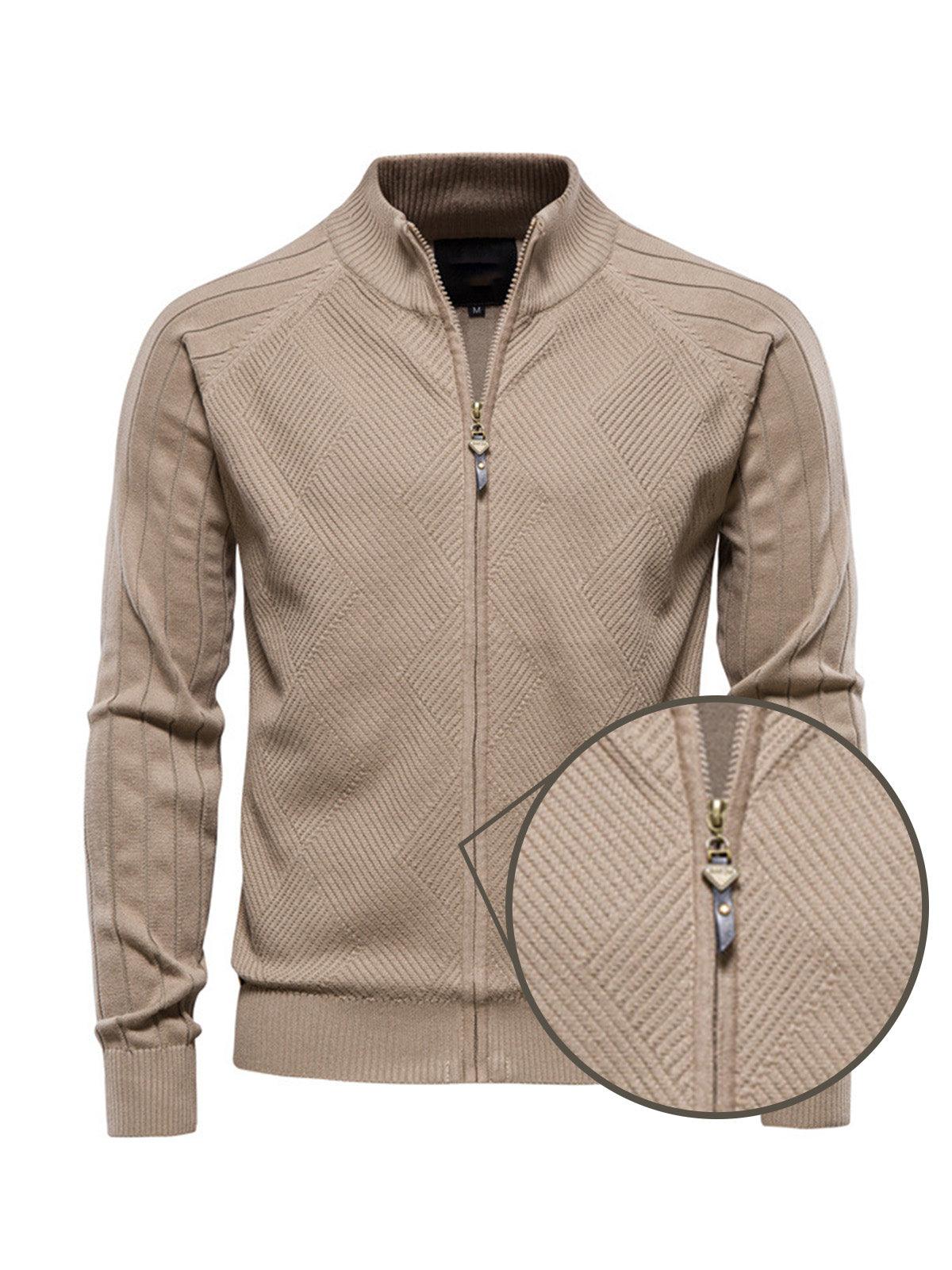 Cardigan à fermeture éclair intégrale en maille de golf pour hommes, plus que basique